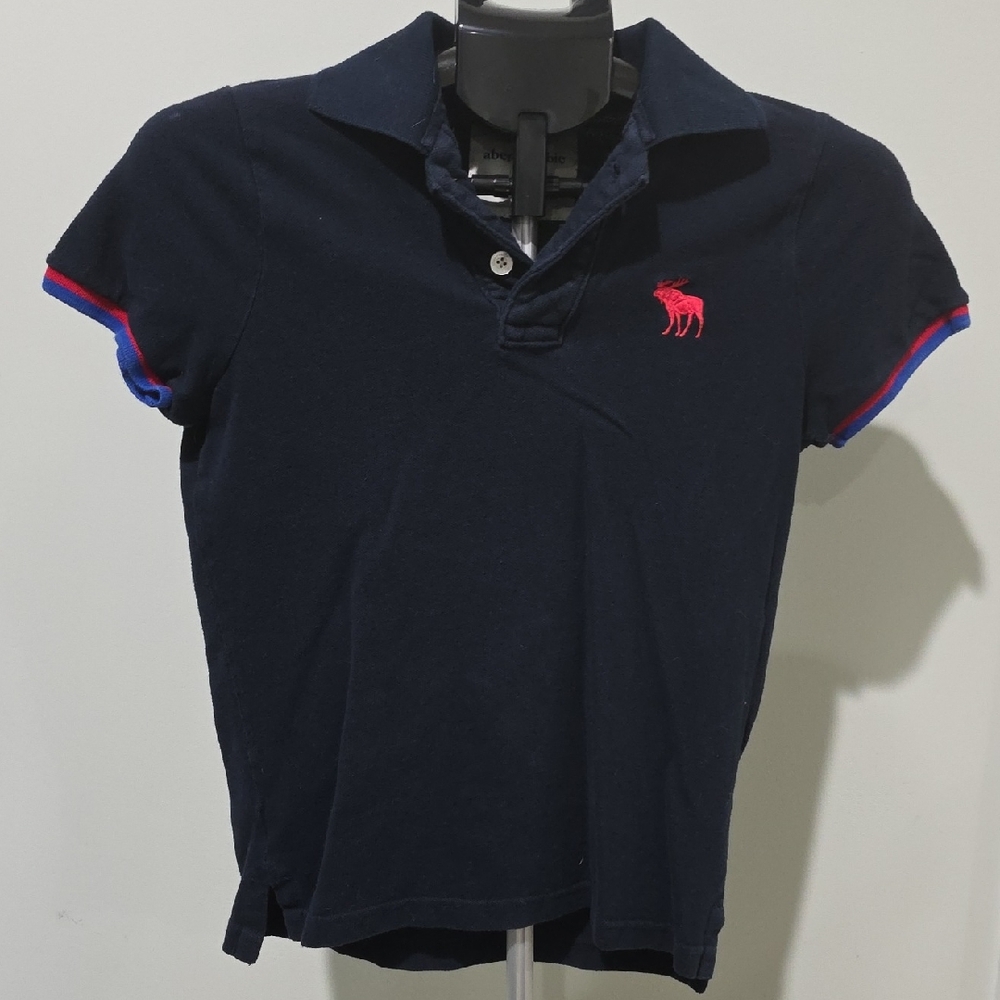 Abercrombie & Fitch Kids Polo in Dark Blue with Pink Logo